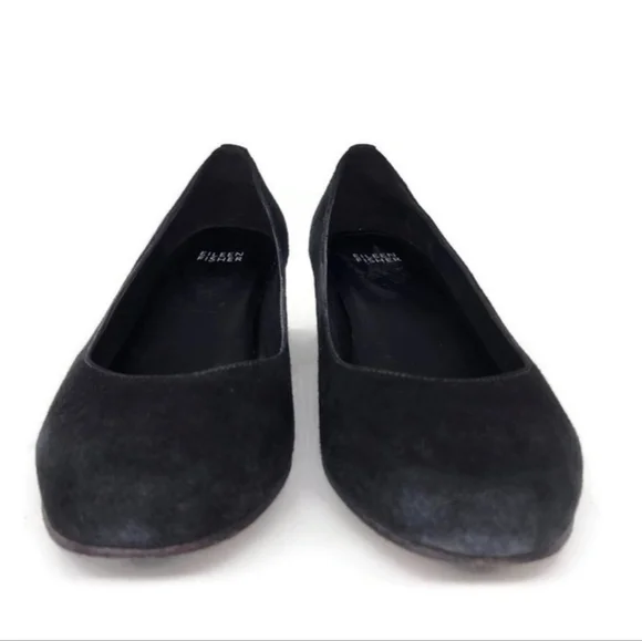Eileen Fisher Neat Black Suede Round-Toe Low Block Heel Slip-On Pumps - Picture 5 of 14